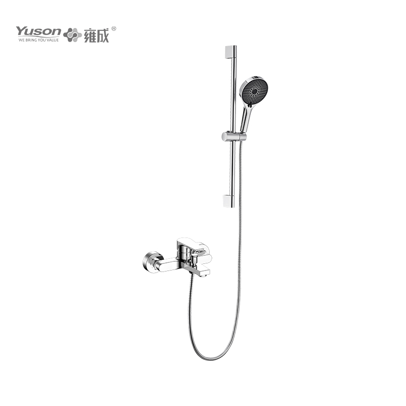 3397-10K2 Mitigeur bain-douche eau chaude/froide mural en laiton avec pomme de douche et barre coulissante