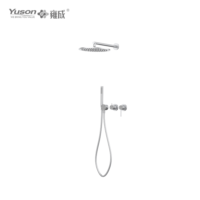 3160-24k SS 316L robinet mitigeur de bain et de douche d'eau chaude et froide encastré au mur avec pomme de douche à effet de pluie